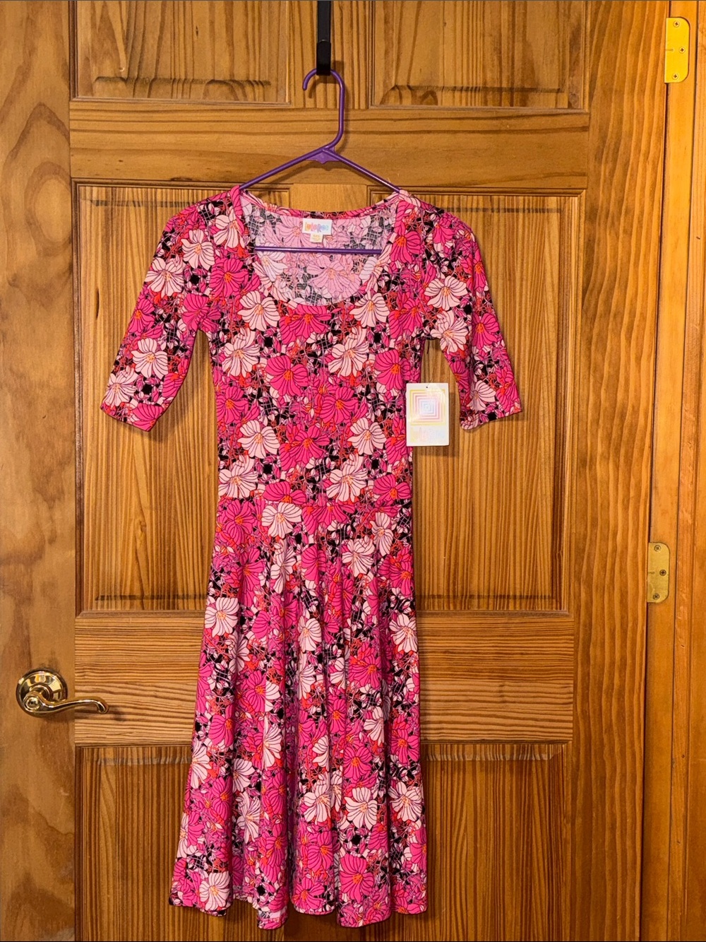 LuLaRoe Hot Pink Floral Midi Dress